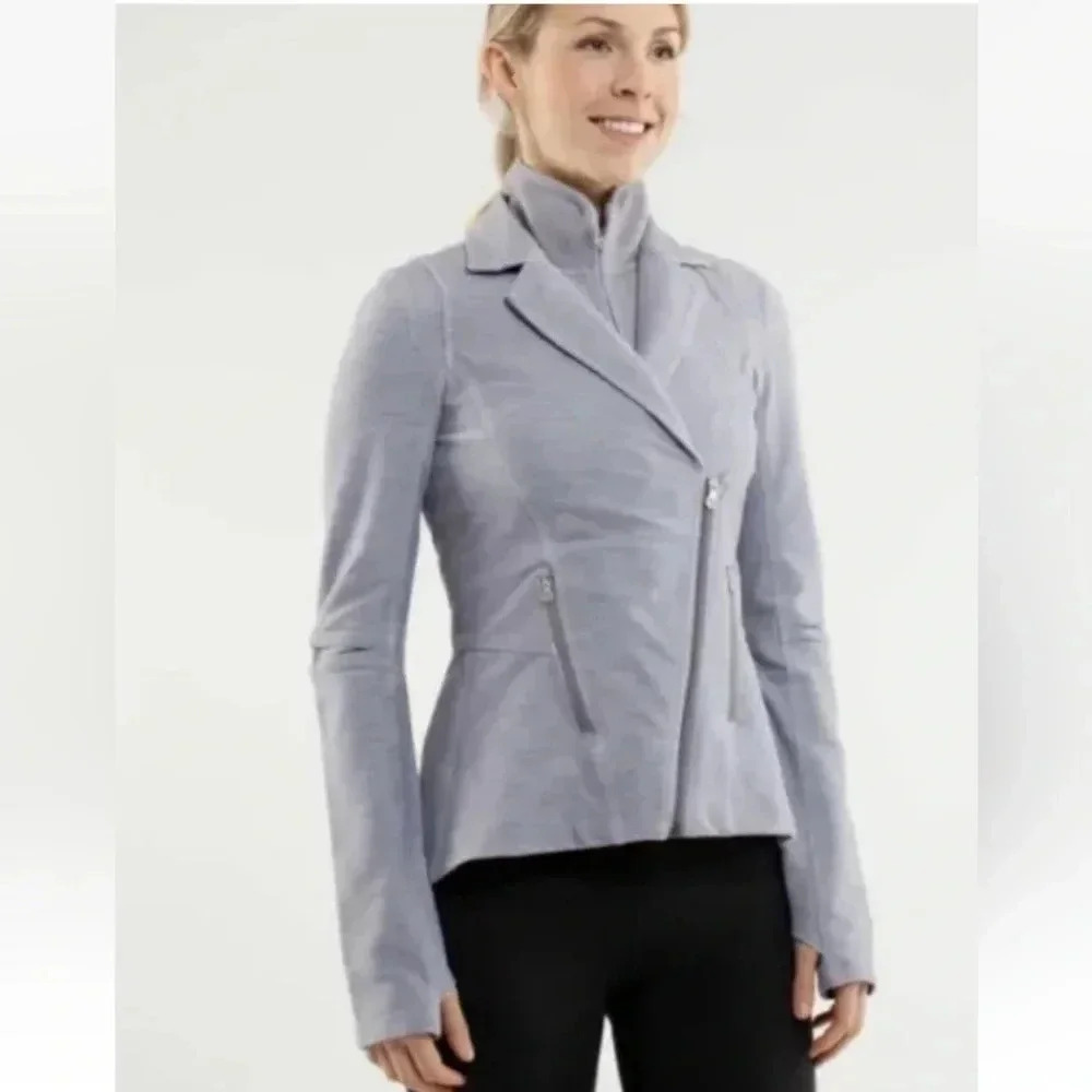 Lululemon Ride On Rock Blazer Moto Jacket Convertible Fossil Gray Women's Size 4